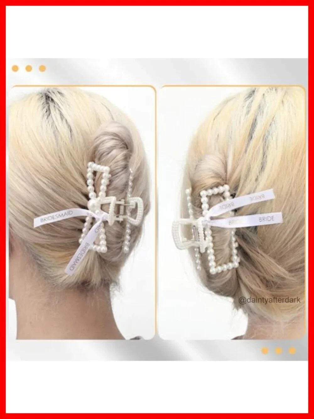 11 Pcs Bridesmaid Pearl Hair Clips with Ribbon Claw Clips 3.15 Inch